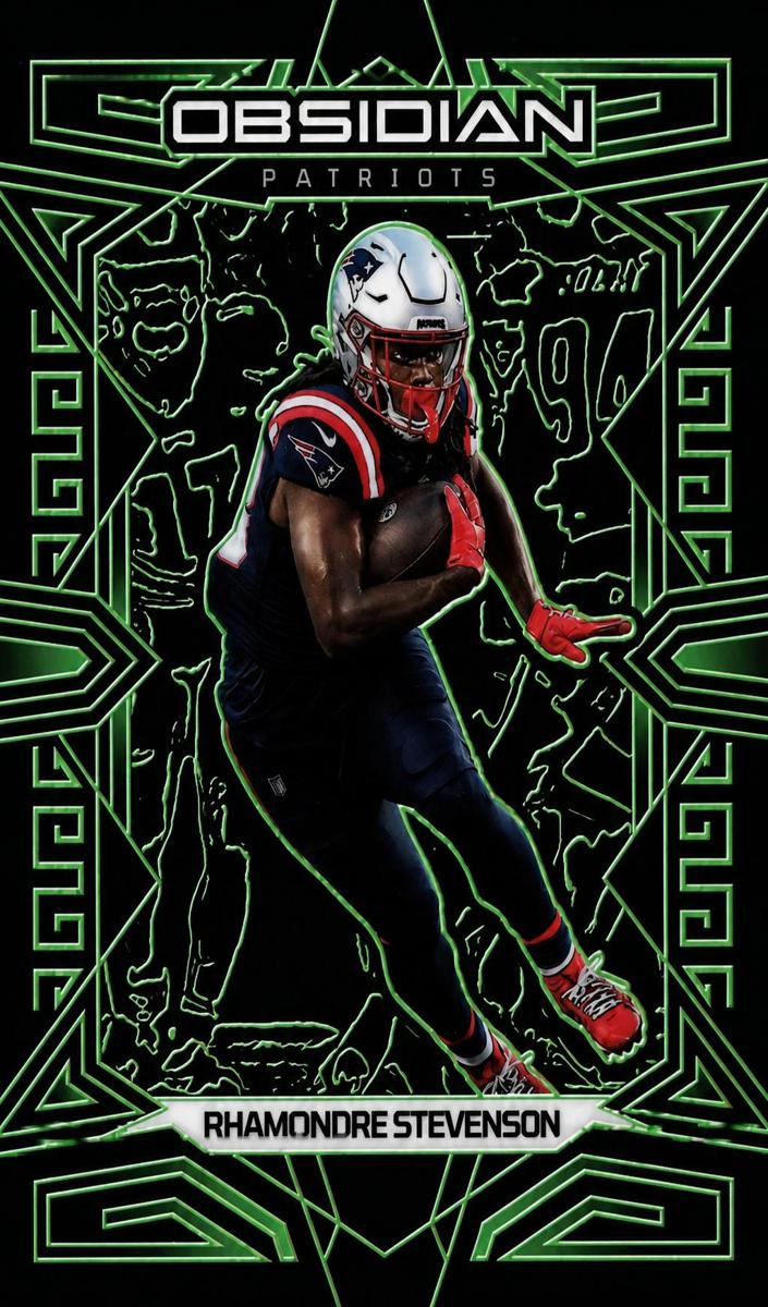 2023 Panini Obsidian Football Electric Etch Green Rhamondre Stevenson #68