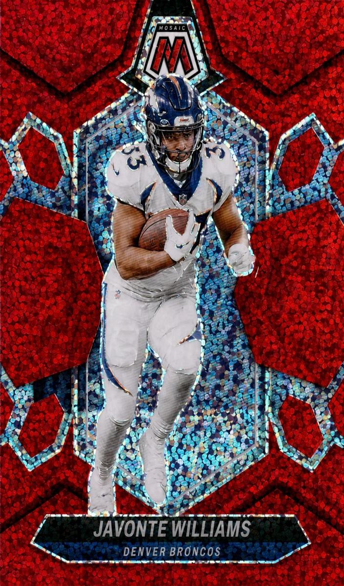 2024 Panini Mosaic Football Red Sparkle Javonte Williams #65