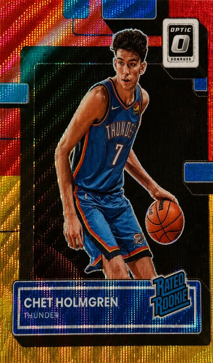 2022 Donruss Optic Basketball Red and Gold Wave Chet Holmgren #208 PSA 8.5