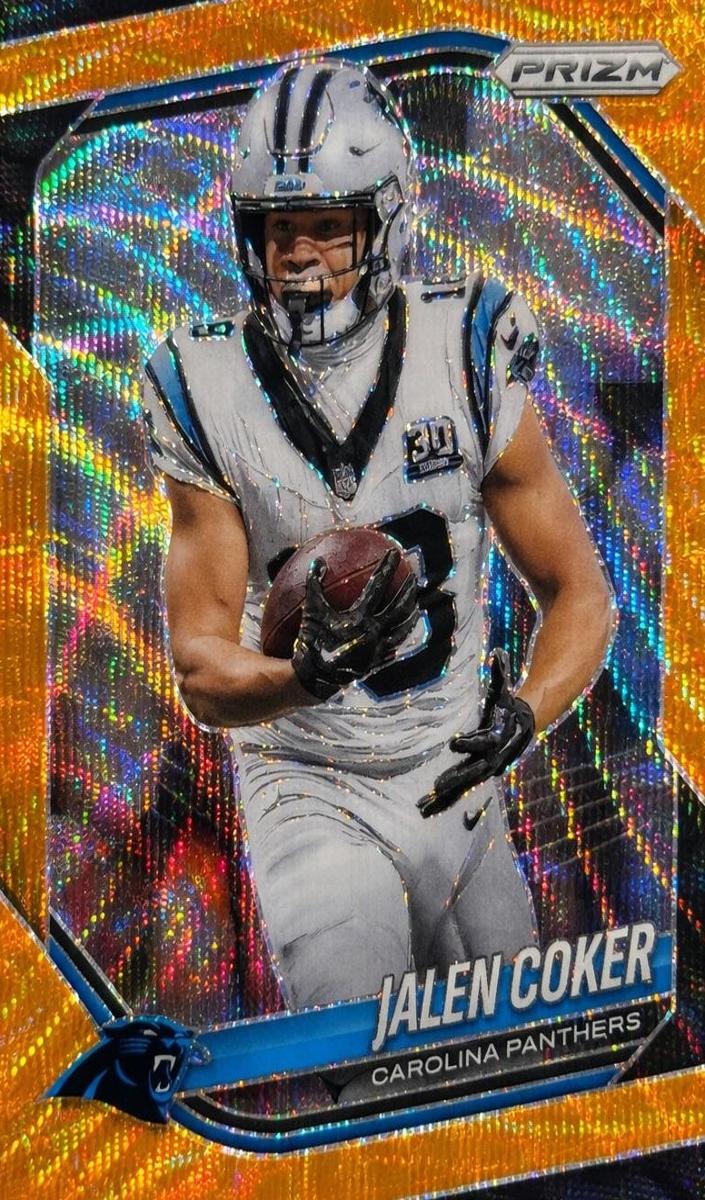 2025 Panini Prizm Football Orange Wave Jalen Coker #55