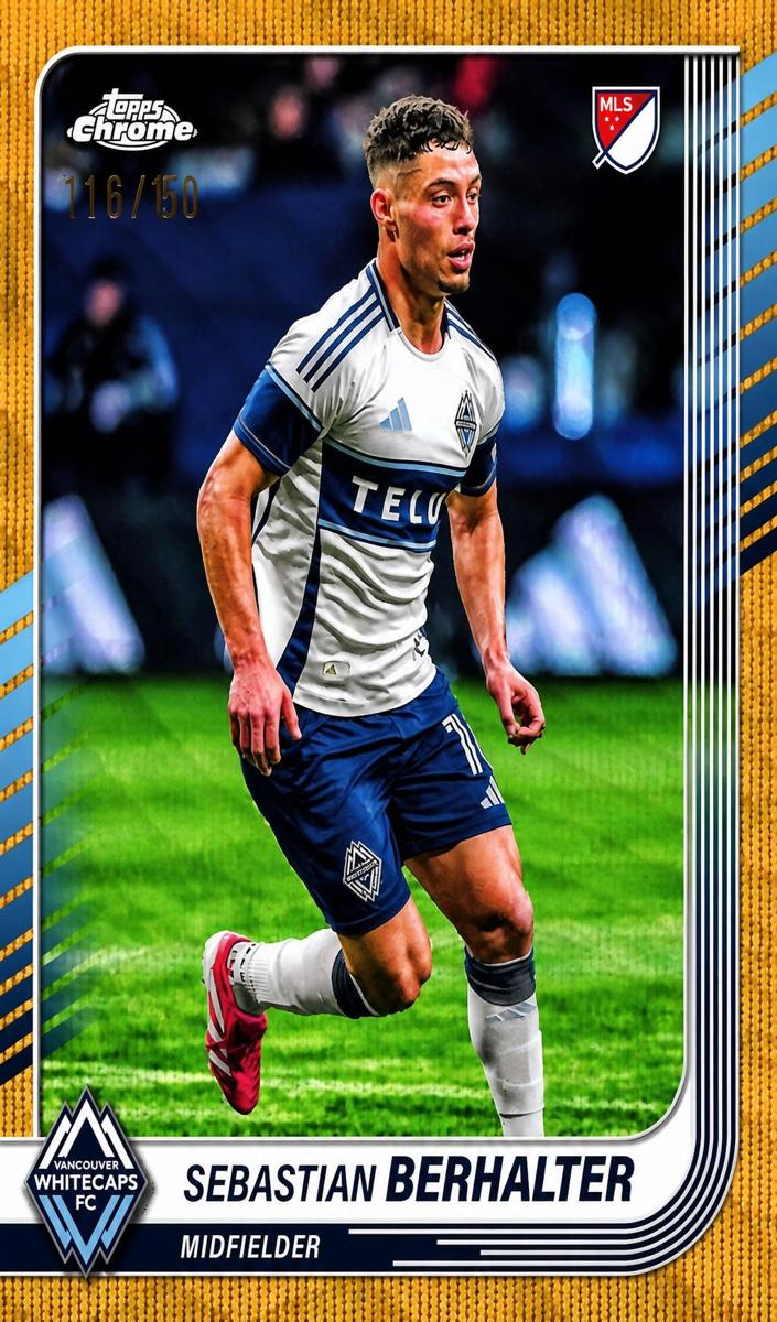 2025 Topps Chrome MLS Soccer Gold Wave Refractor Sebastian Berhalter #170