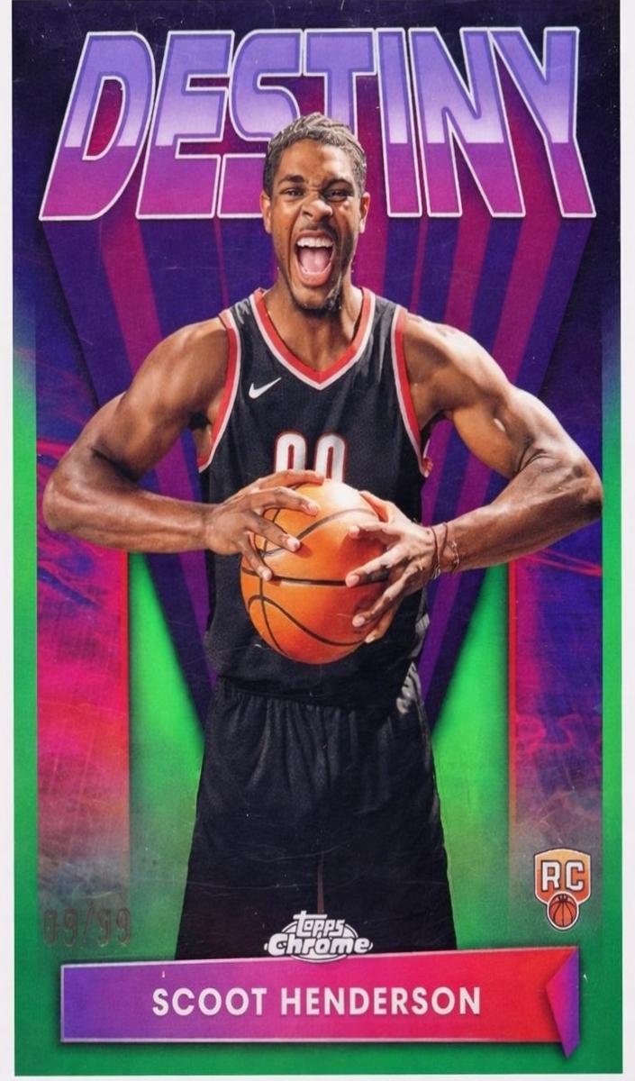 2023 Topps Chrome Basketball Green Refractor Scoot Henderson #D-3 PSA 9