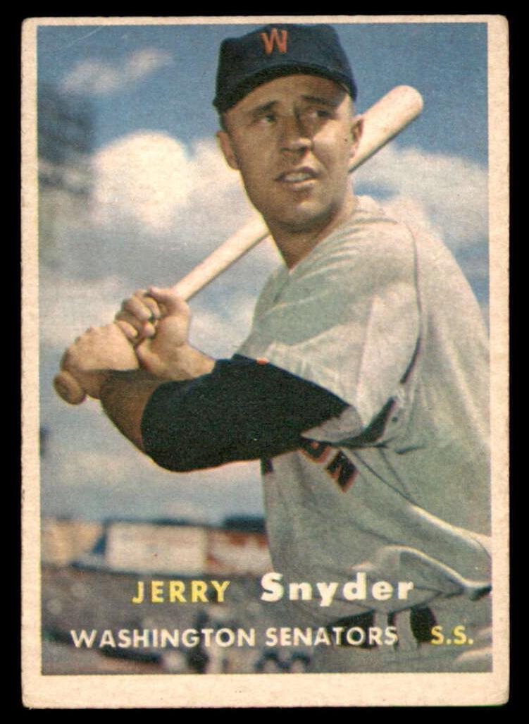 1957 Topps Baseball Photo is Ed Fitzgerald Jerry Snyder #22 PSA 5.5
