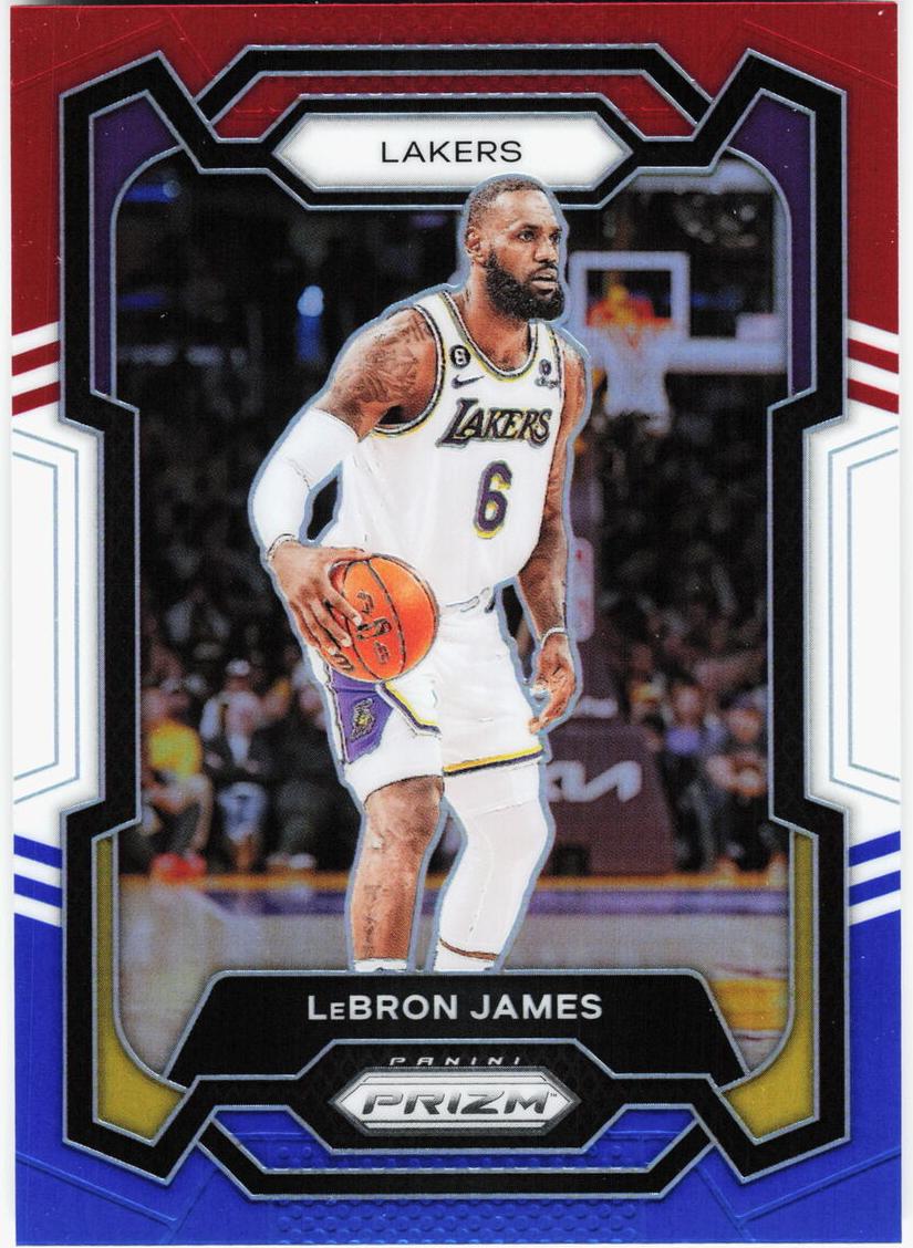 2023 Panini Prizm Basketball Red White and Blue LeBron James #63 PSA 9