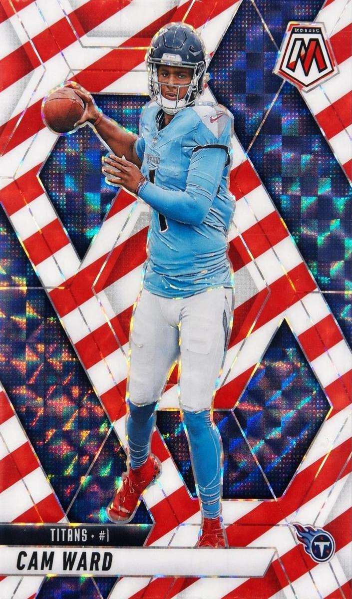 2025 Panini Mosaic Football Red and White Stripe Cam Ward #382