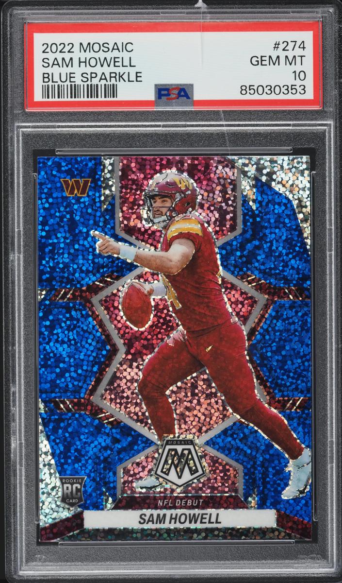 2022 Panini Mosaic Football Blue Sparkle Sam Howell #274 PSA 10