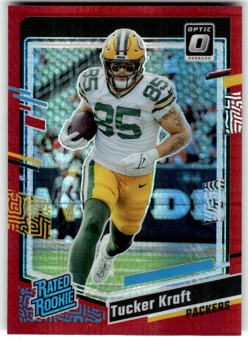 2023 Donruss Optic Football Red Hyper Tucker Kraft #243 PSA 9