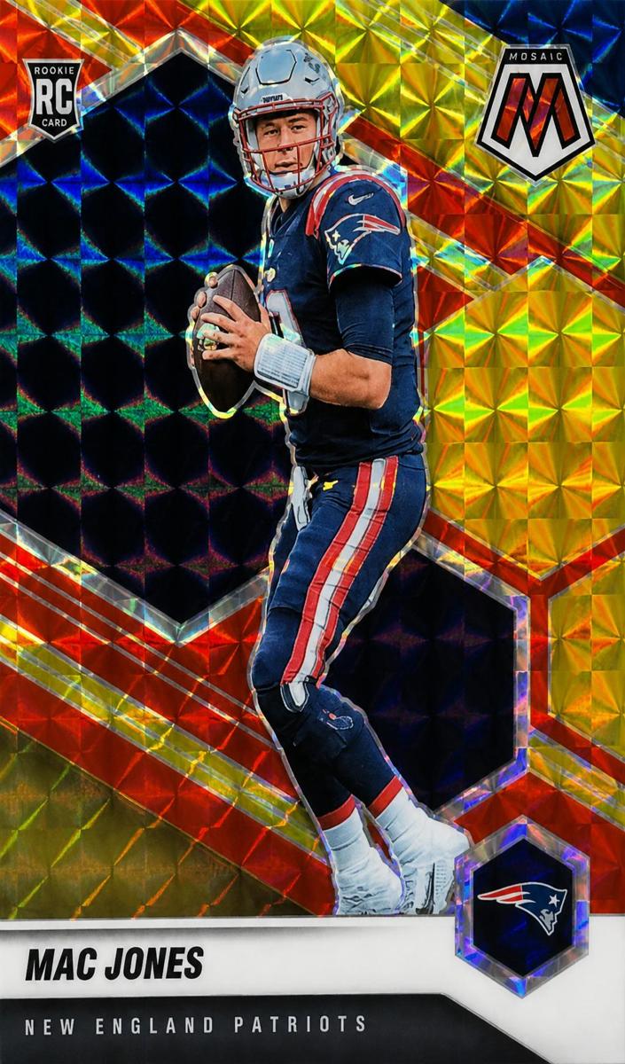 2021 Panini Mosaic Football Choice Fusion Red and Yellow Mac Jones #306 BGS 8.5