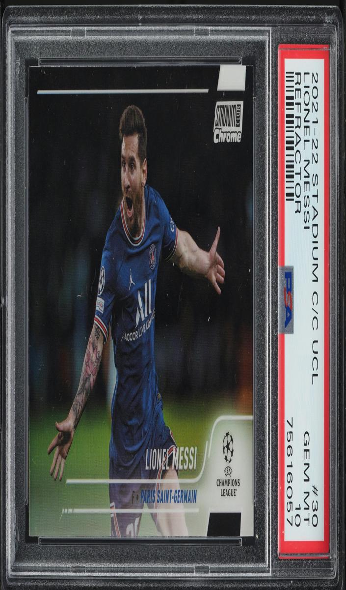2021 Topps Stadium Club Chrome UEFA Champions League Soccer Refractor Lionel Messi #30 RAW Ungraded