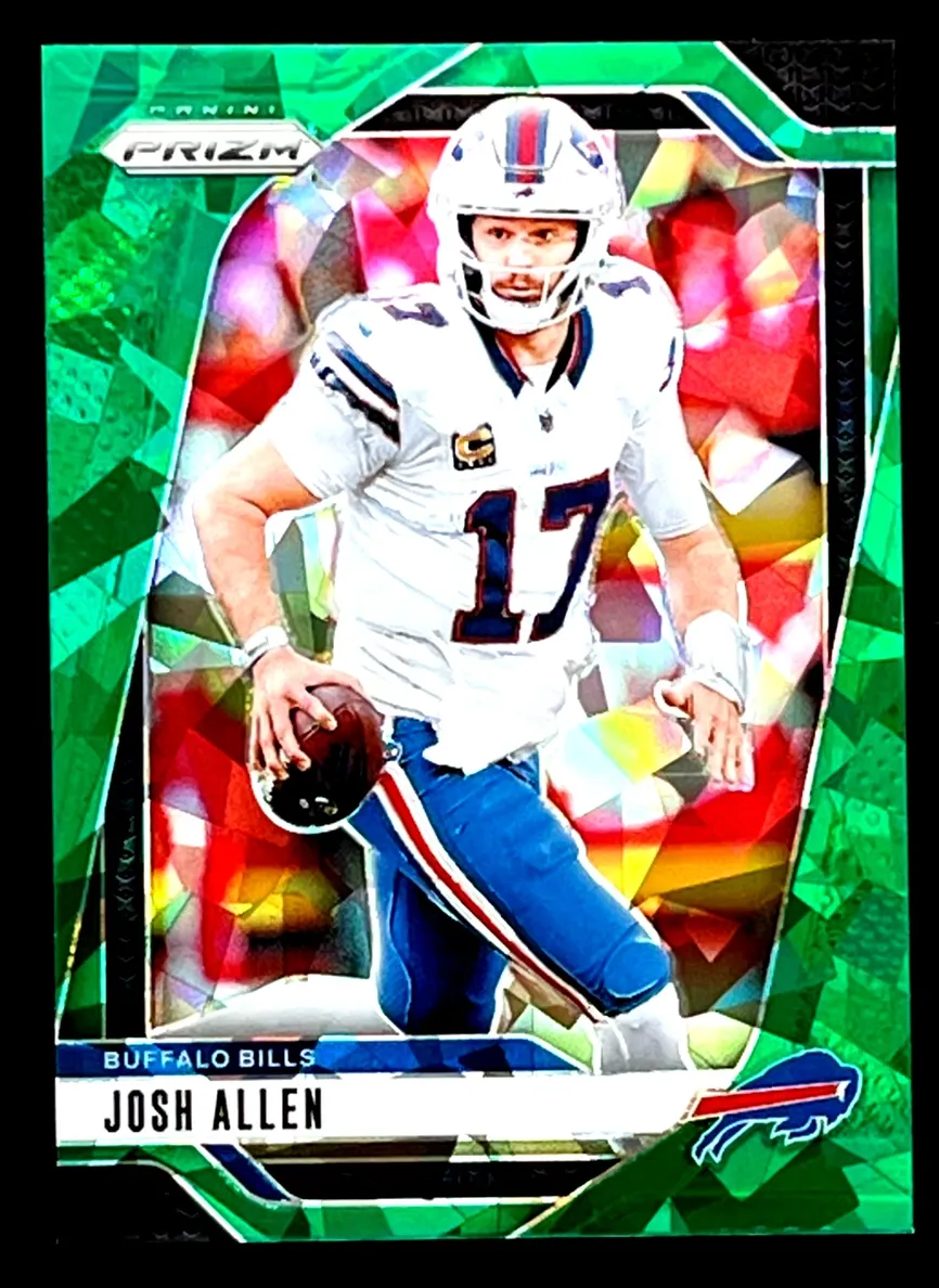 2024 Panini Prizm Football Green Ice Josh Allen #28 PSA 9