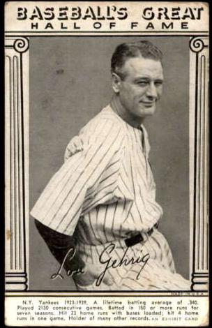 1948 Exhibits Baseball's Great Hall of Fame Baseballf Lou Gehrig #NNO