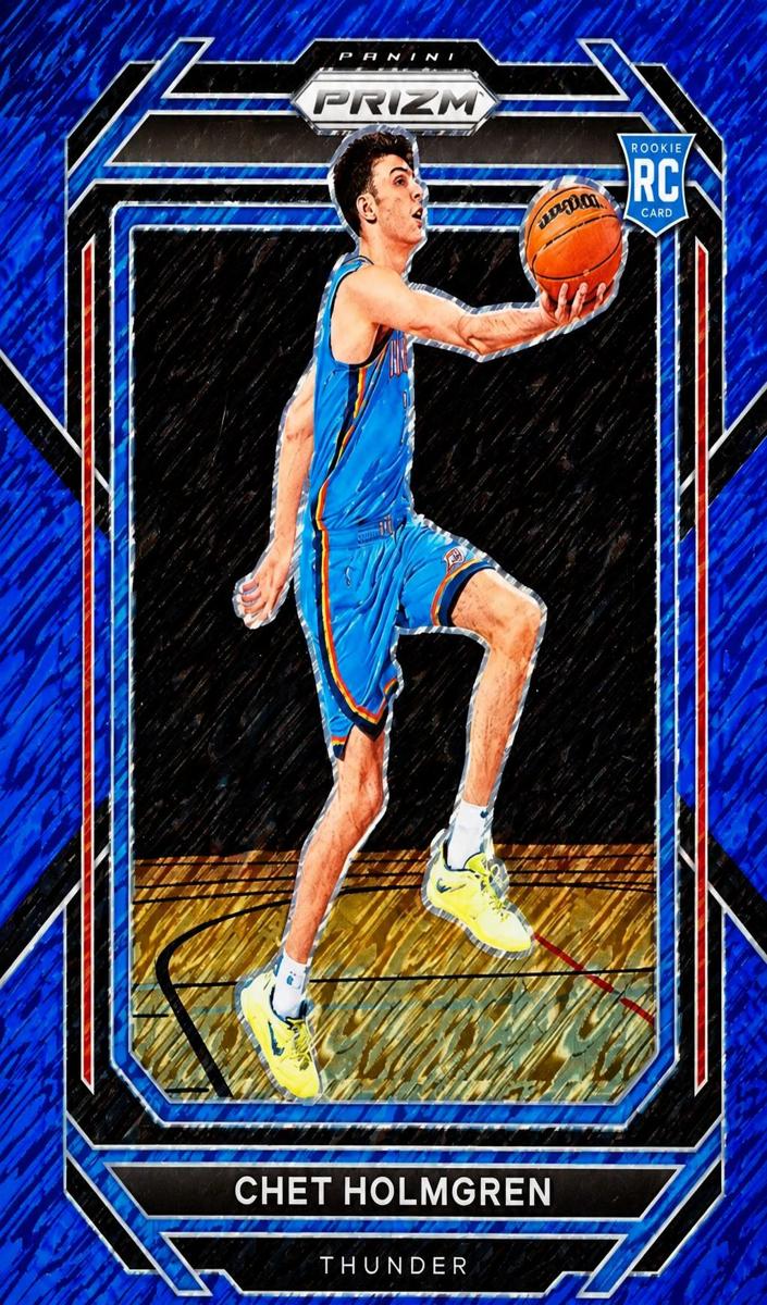 2022 Panini Prizm Basketball Blue Shimmer FOTL Chet Holmgren #266 PSA 8