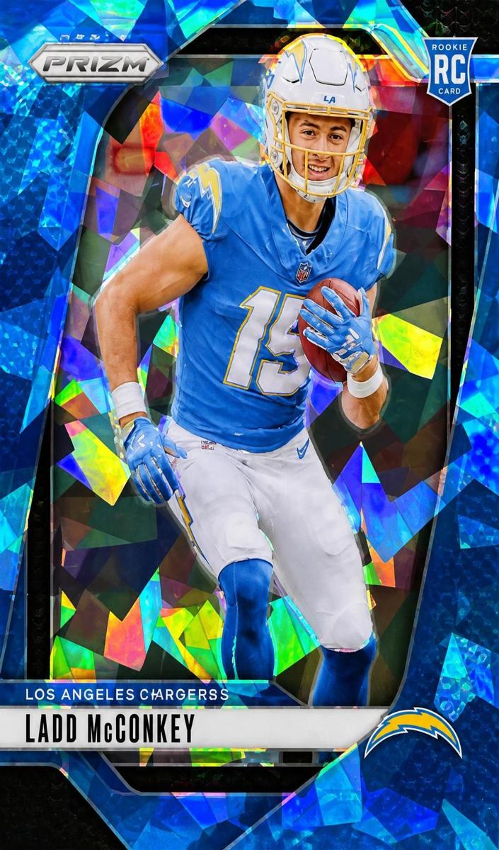 2024 Panini Prizm Football Blue Ice Ladd McConkey #365 PSA 9