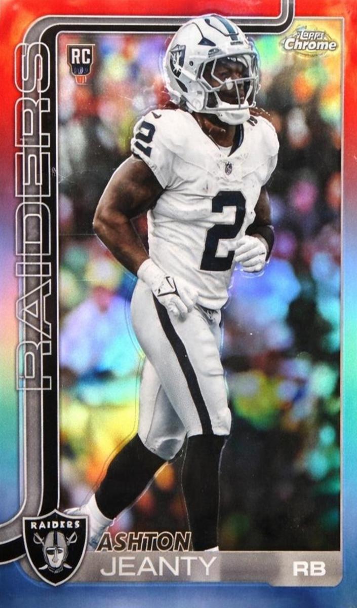 2025 Topps Chrome Football Red White and Blue Refractor Ashton Jeanty #322 CGC AUTH