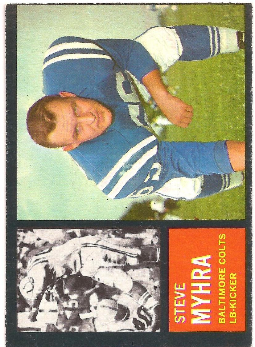1962 Topps Football Steve Myhra #6 PSA 8
