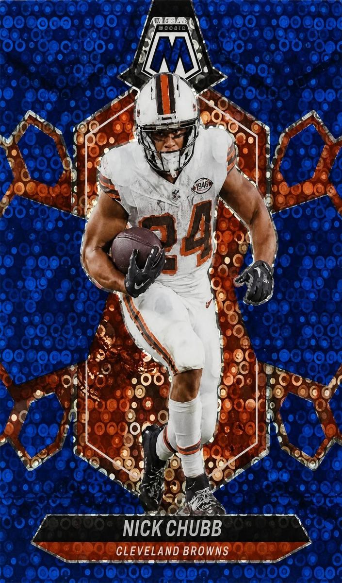 2024 Panini Mosaic Football No Huddle Blue Nick Chubb #51