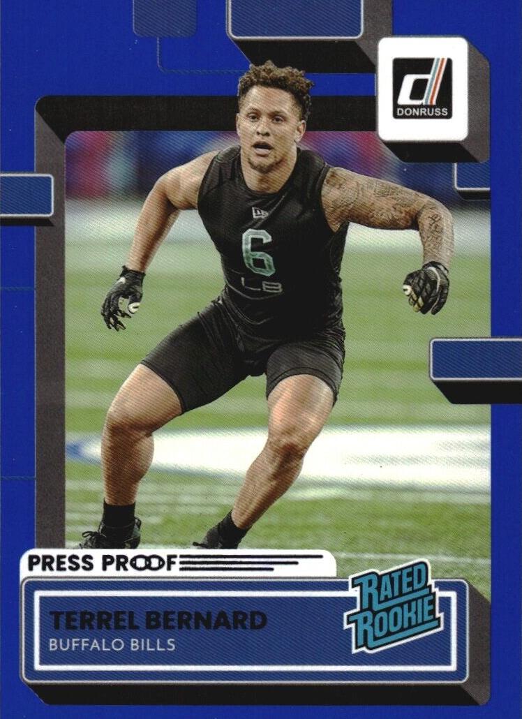 2022 Panini Donruss Football Press Proof Blue Terrel Bernard #397