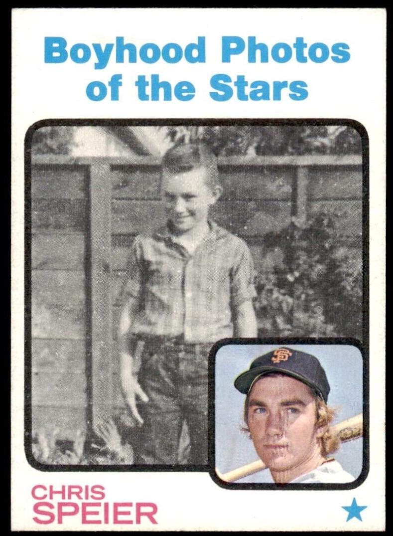 1973 Topps Baseball Boyhood Photo Chris Speier #345 PSA 9