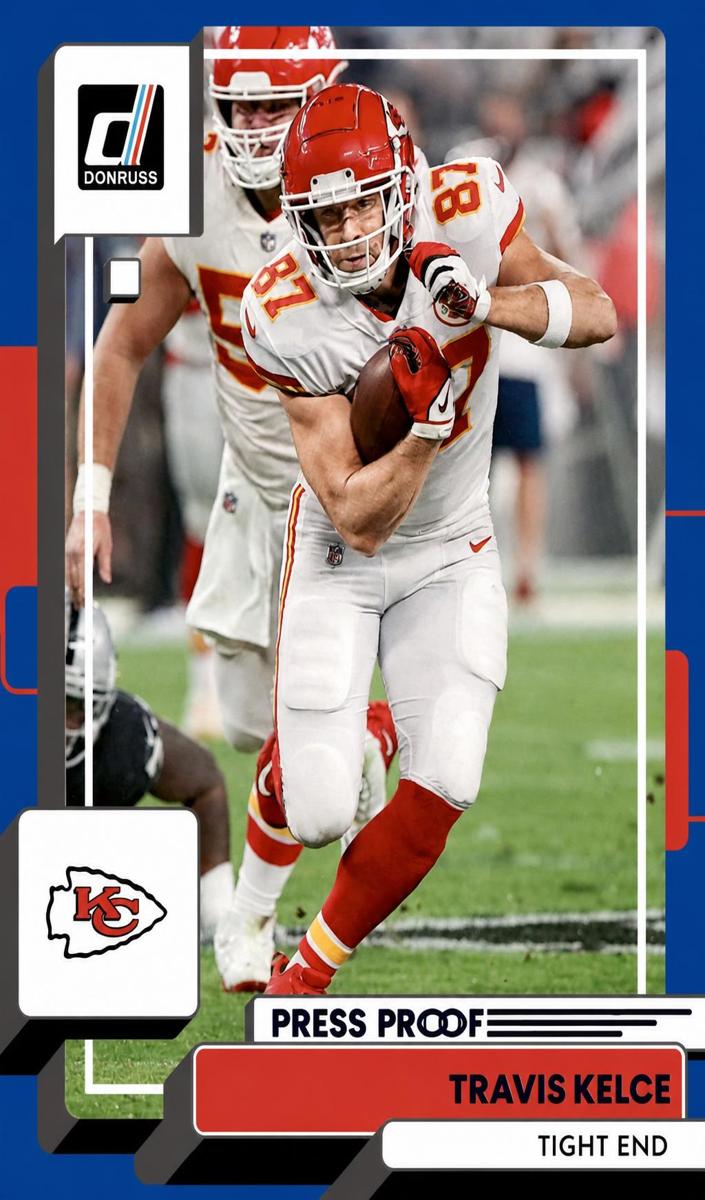 2022 Panini Donruss Football Press Proof Blue Travis Kelce #273 PSA 7.5