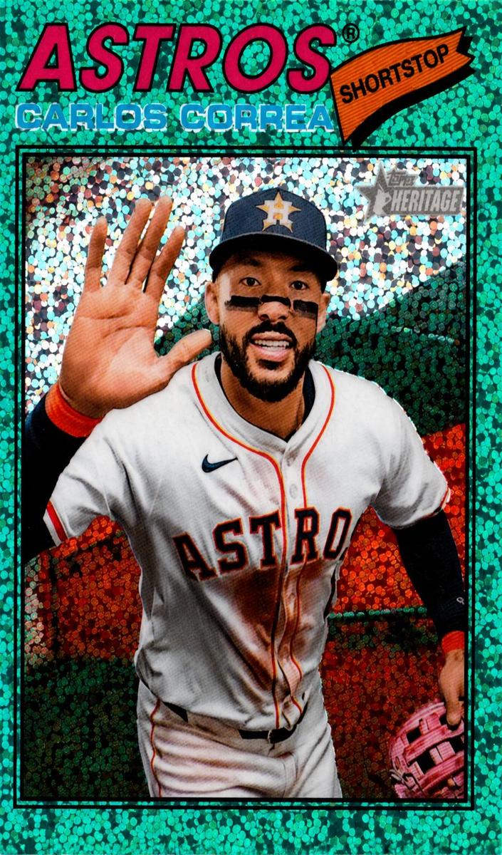 2026 Topps Heritage Baseball Aqua Sparkle Refractor Carlos Correa #154