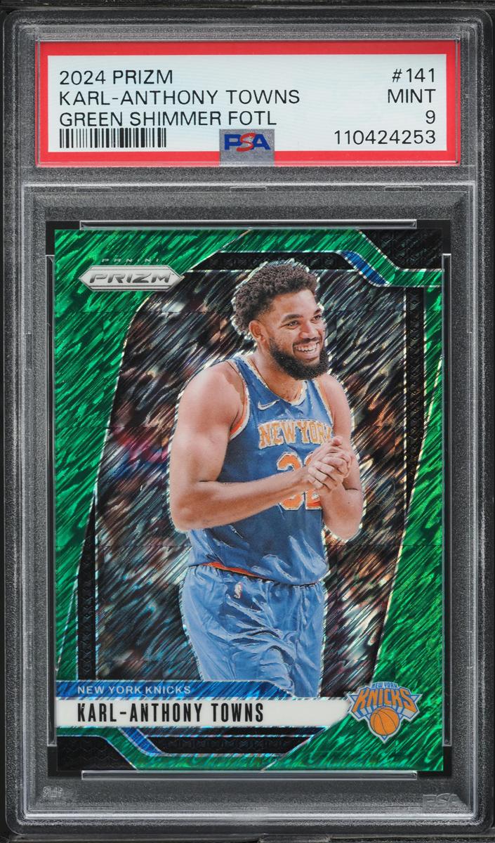 2024 Panini Prizm Basketball Green Shimmer FOTL Karl-Anthony Towns #141 PSA 9