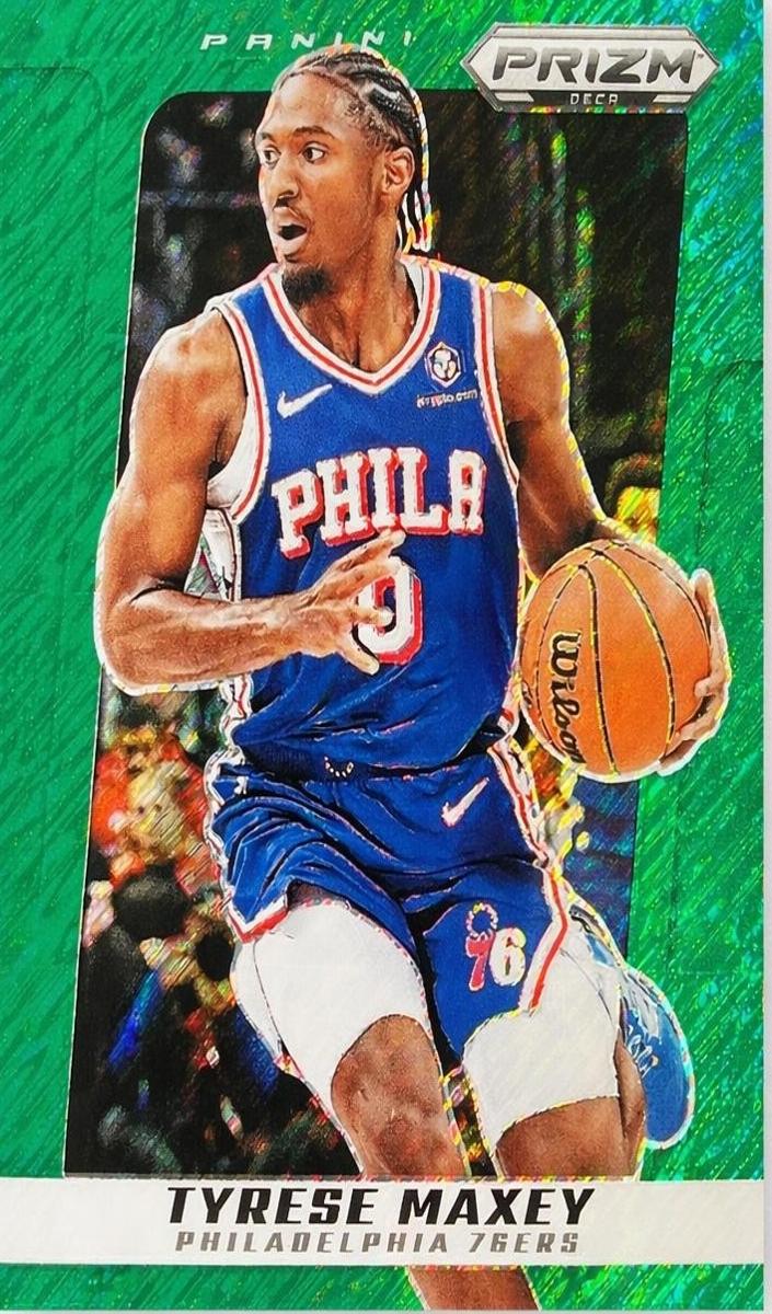 2024 Panini Prizm Deca Basketball Green Shimmer FOTL Tyrese Maxey #193