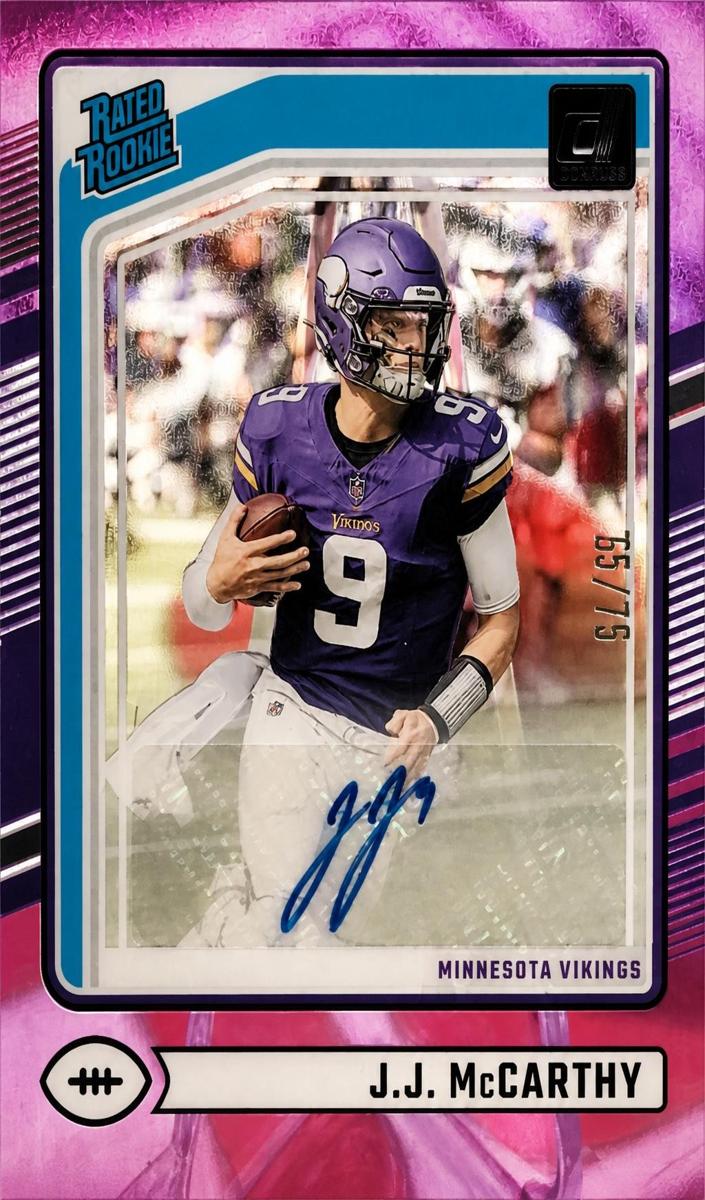 2024 Panini Clearly Donruss Football Purple J.J. McCarthy #61 PSA 10