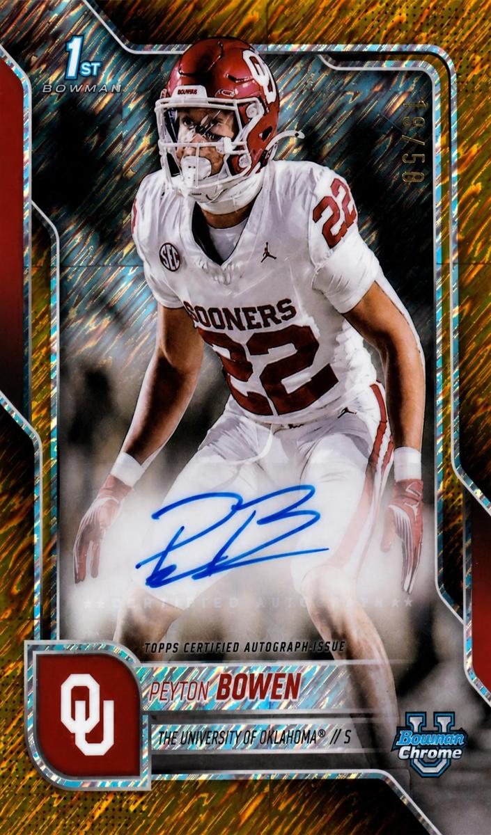2025 Bowman Chrome University Football Gold Shimmer Refractor Peyton Bowen #BCA-PB