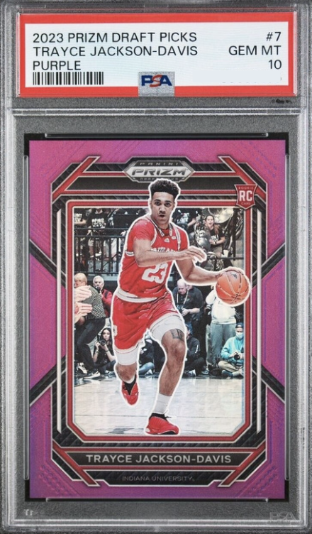 2023 Panini Prizm Draft Picks Basketball Purple Trayce Jackson-Davis #7 PSA 9