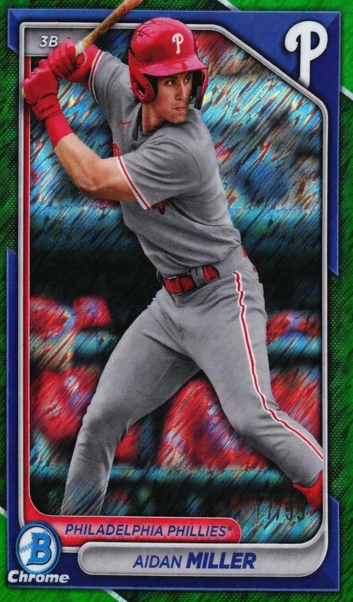2024 Bowman Chrome Prospects Baseball Green Shimmer Aidan Miller #BCP-213 PSA 8