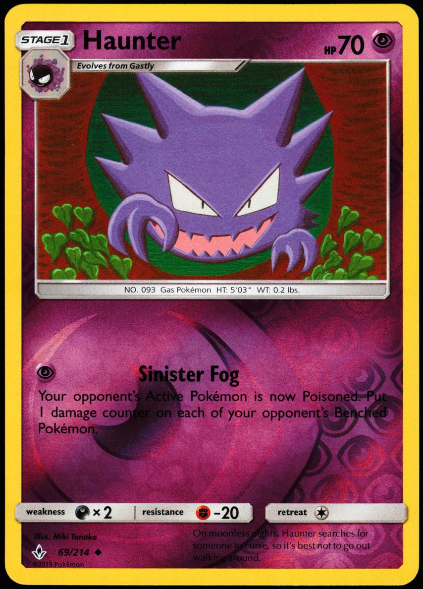 2019 Pokemon Sun & Moon Unbroken Bonds Reverse Holo Haunter #69 PSA 9