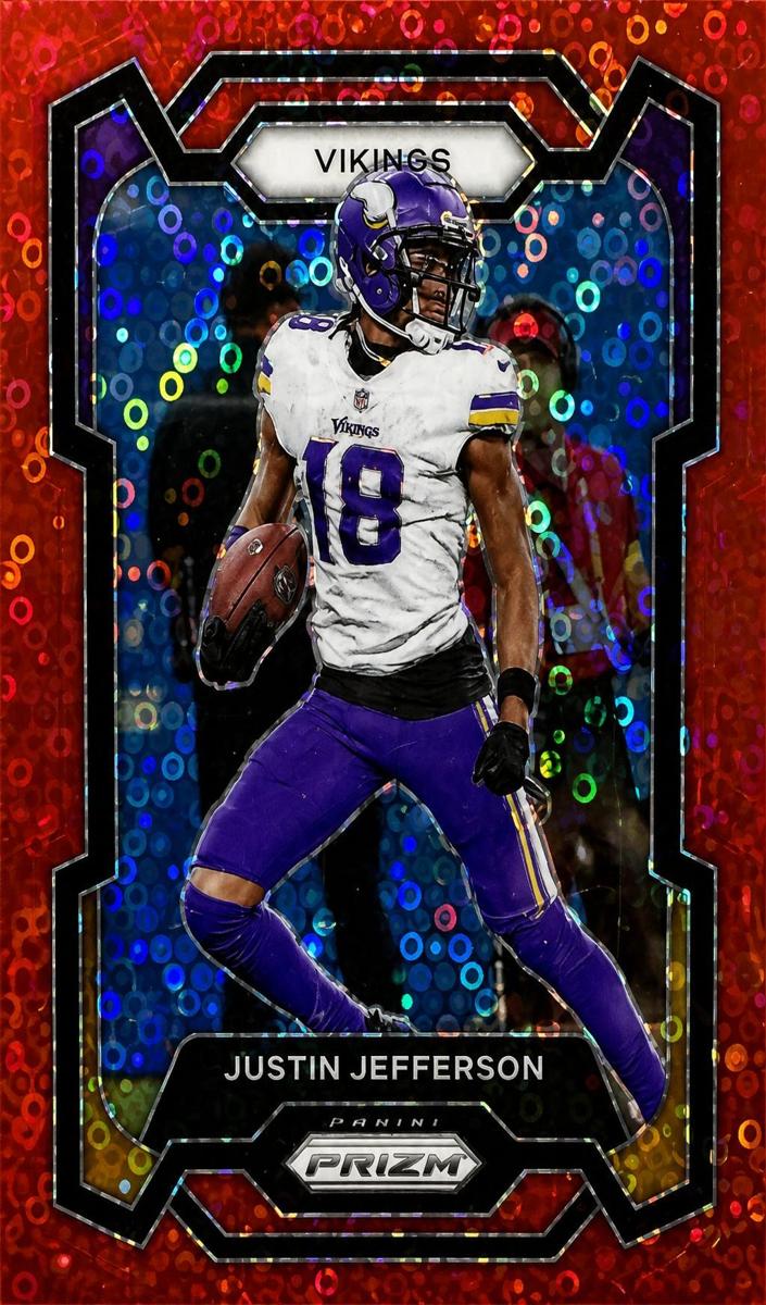 2023 Panini Prizm Football No Huddle Red Justin Jefferson #195 PSA 9