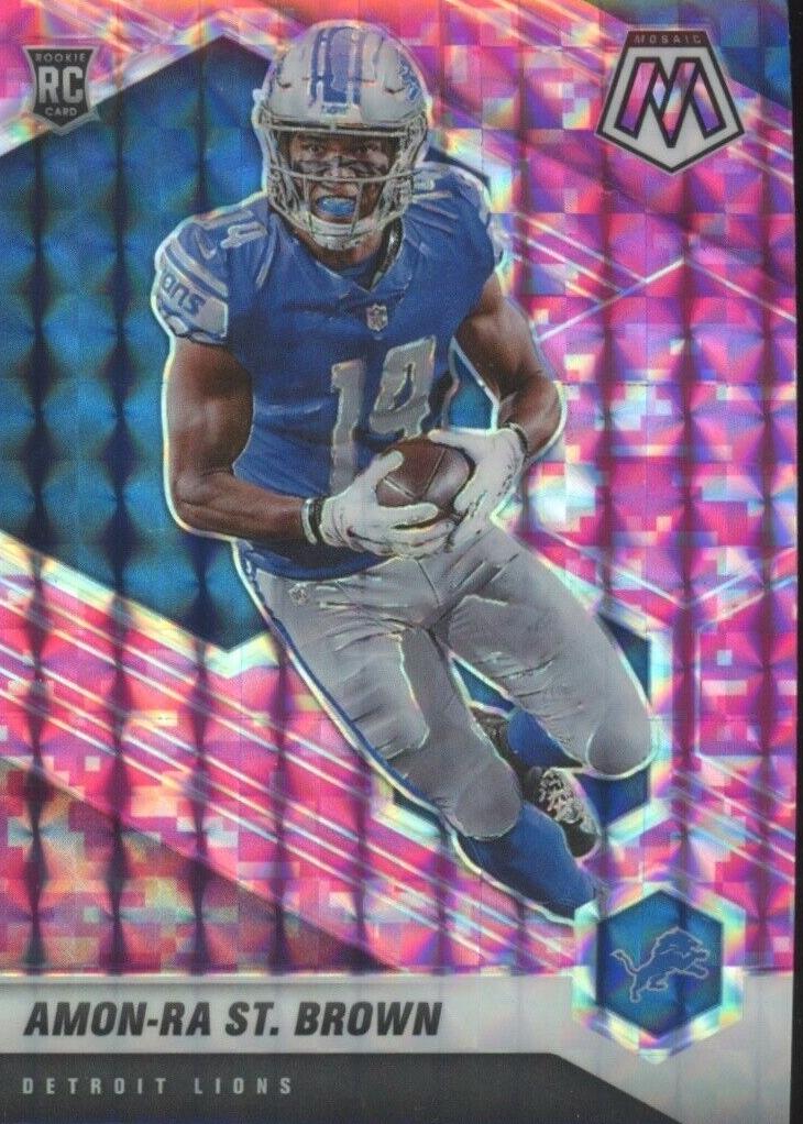 2021 Panini Mosaic Football Camo Pink Amon-Ra St. Brown #328