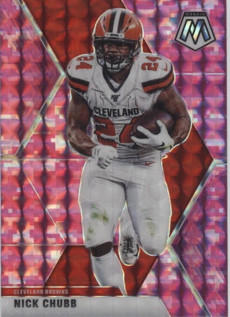 2020 Panini Mosaic Football Pink Camo Mosaic Nick Chubb #53