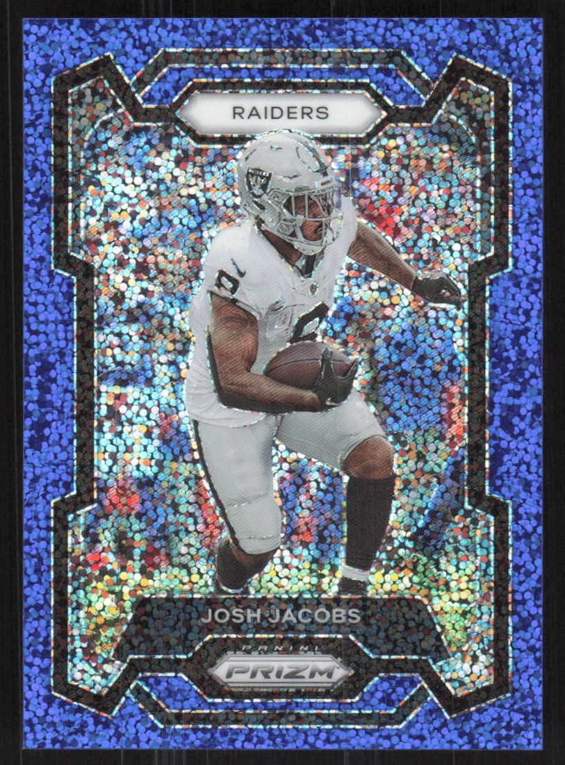2023 Panini Prizm Football Blue Sparkle Josh Jacobs #178 PSA 9