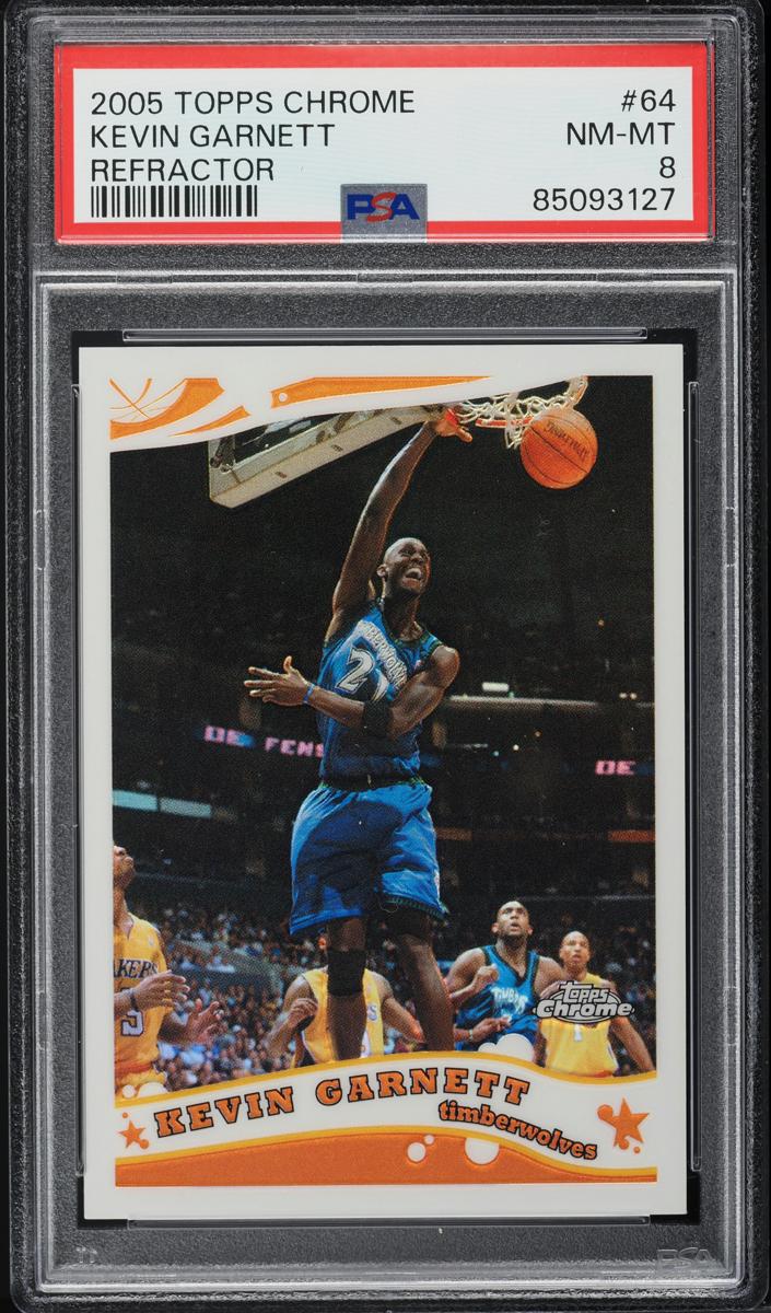 2005 Topps Chrome Basketball Refractor Kevin Garnett #64 PSA 8