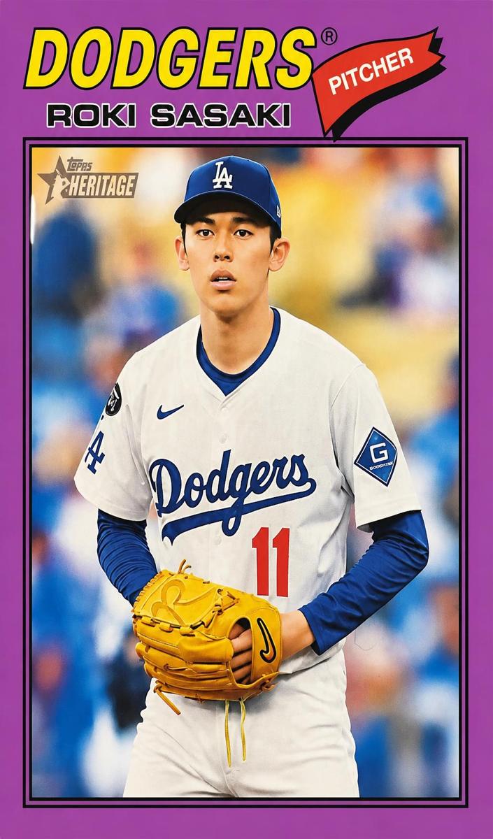 2026 Topps Heritage Baseball Light Purple Bordered Roki Sasaki #39