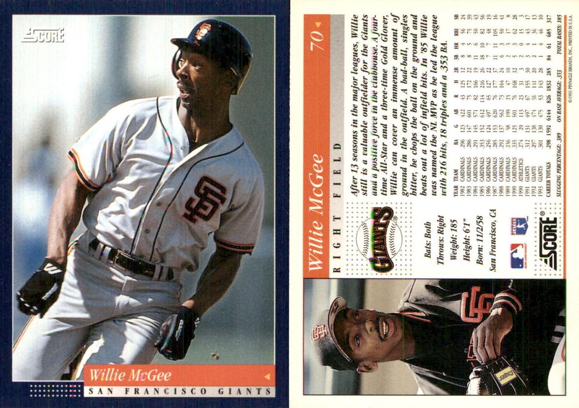 1994 Score Baseball Willie McGee #70