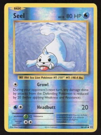 2016 Pokemon XY Evolutions Reverse Foil Seel #28 PSA 9