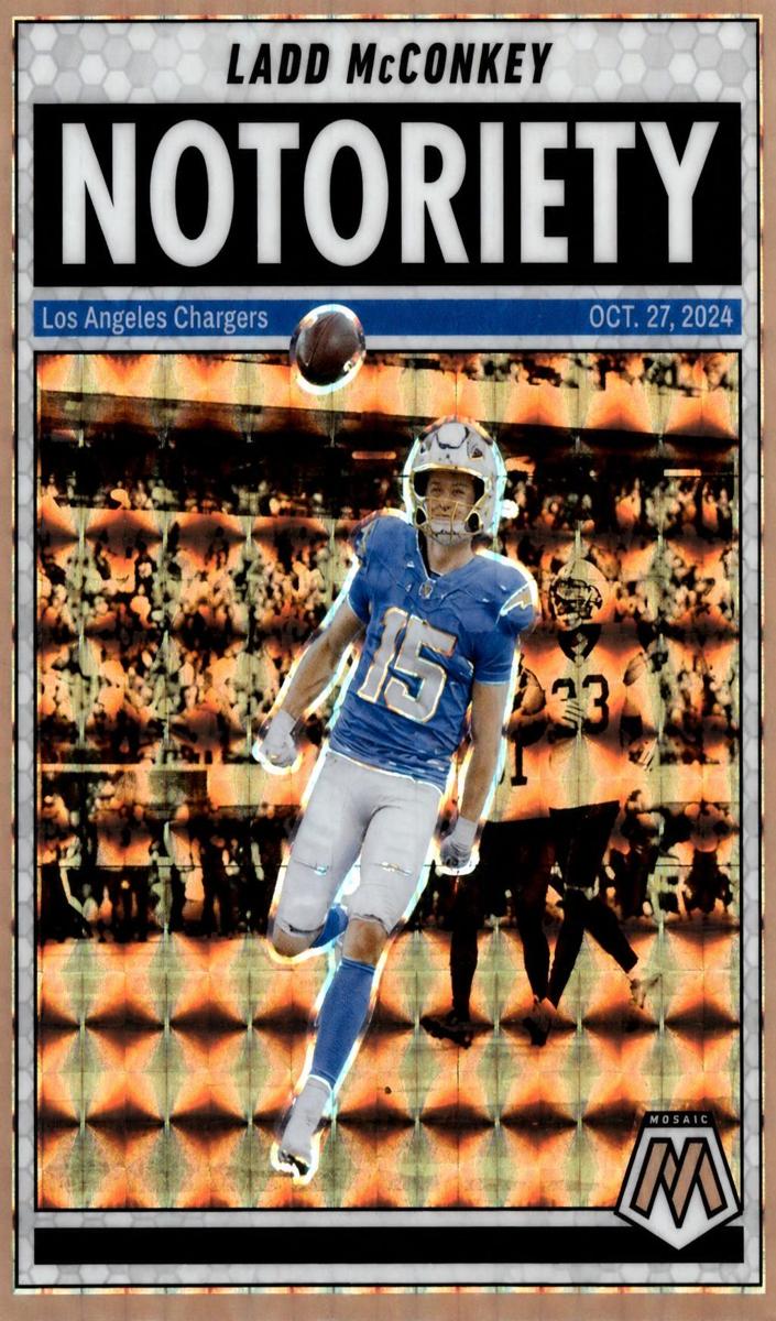 2025 Panini Mosaic Football Pink Fluorescent Ladd McConkey #2