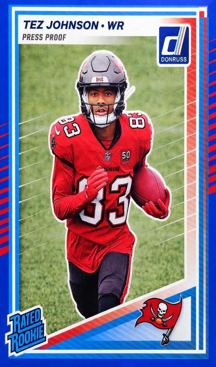 2025 Panini Donruss Football Press Proof Blue Tez Johnson #313