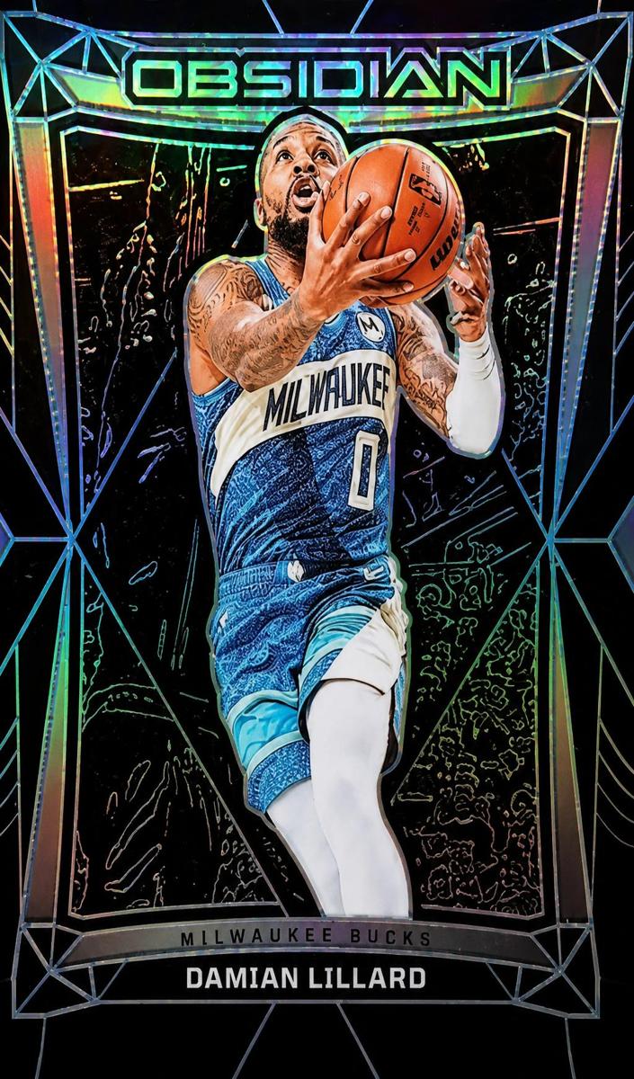 2023 Panini Obsidian Basketball Electric Etch Blue Damian Lillard #44
