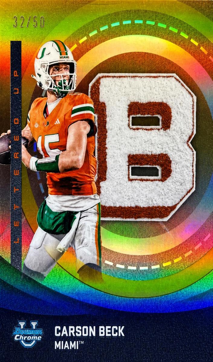 2025 Bowman Chrome University Football Gold Refractor Carson Beck #LU-1