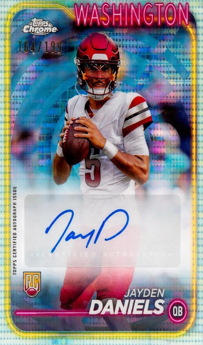 2024 Topps Chrome Football Aqua Refractor Jayden Daniels #RA-JDA PSA 9