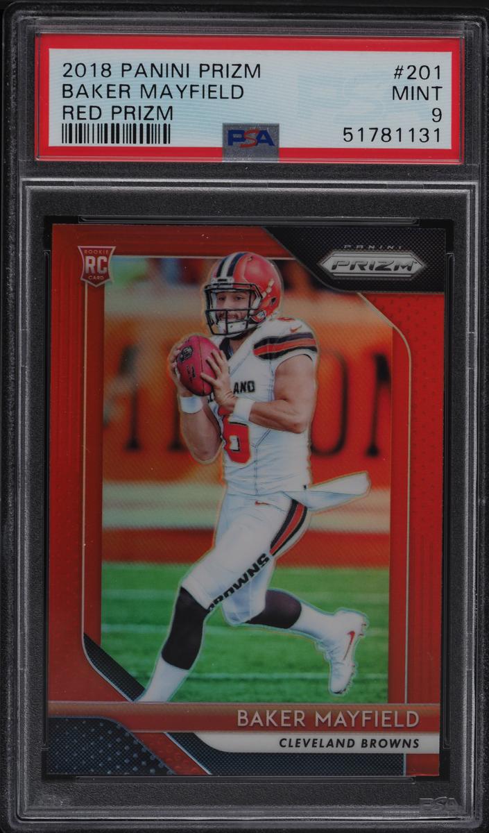 2018 Panini Prizm Football Red Baker Mayfield #201 PSA 9