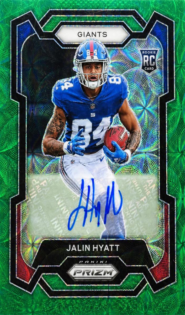 2023 Panini Prizm Football Green Scope Jalin Hyatt #378 PSA 9