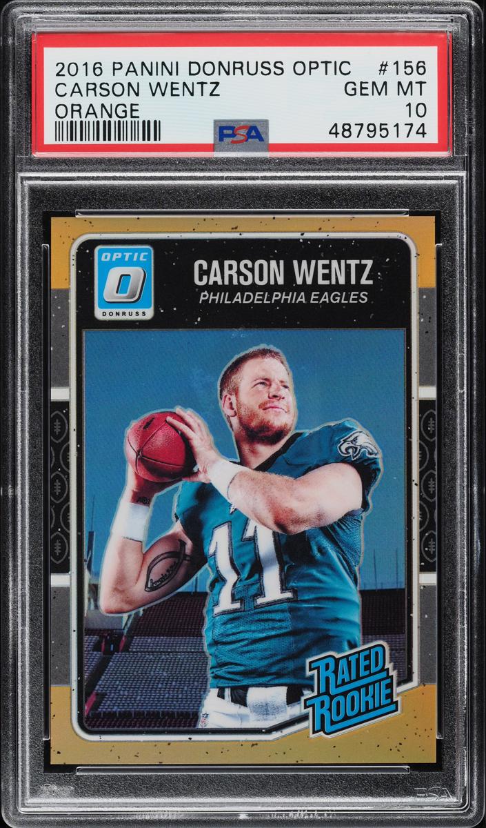2016 Donruss Optic Football Orange Carson Wentz #156 PSA 10