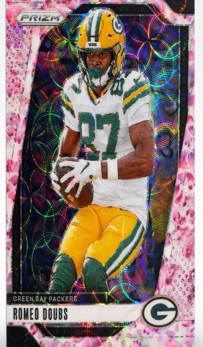 2024 Panini Prizm Football Choice Cherry Blossom Romeo Doubs #104 PSA 8.5