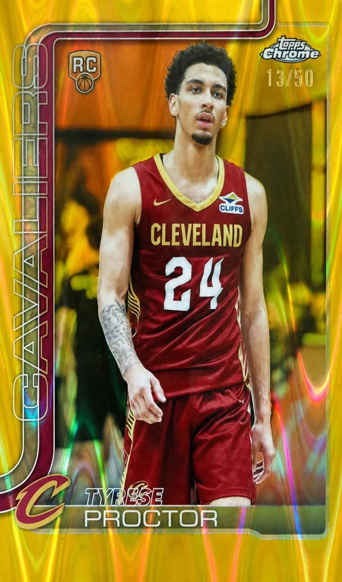 2025 Topps Chrome Basketball RayWave Gold Refractor Tyrese Proctor #300 PSA 9