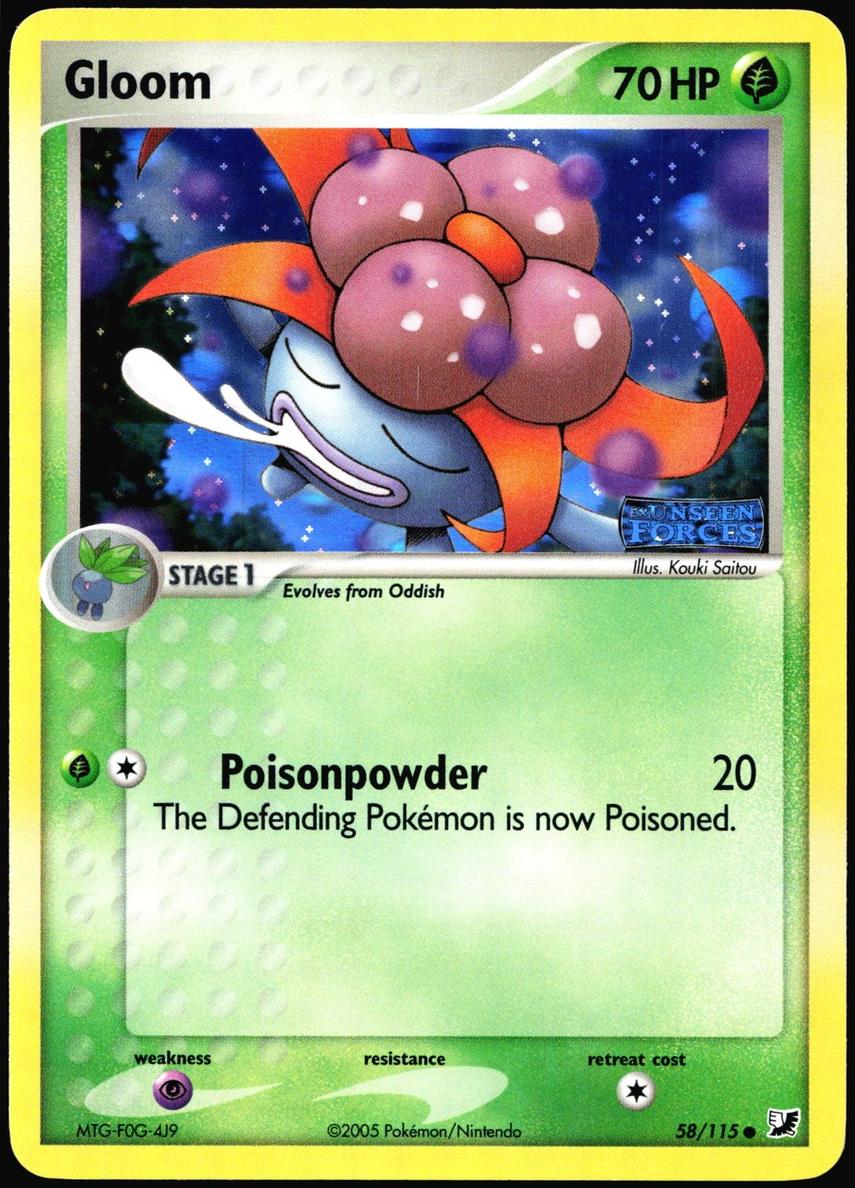 2005 Pokemon EX Unseen Forces Reverse Holo Gloom #58